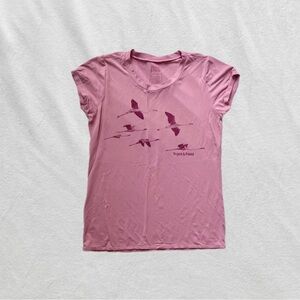 Pink Crane Bird Track and Field baby tee